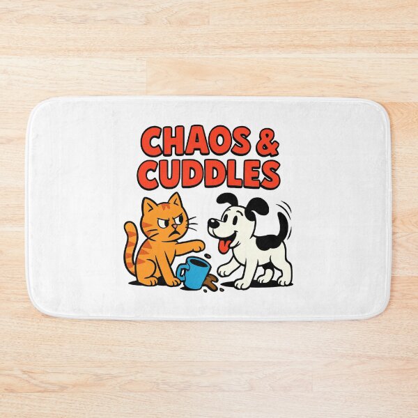Item preview, Chaos & Cuddles Funny Cat and Dog Cartoon Design designed and sold by OwnYourMood.