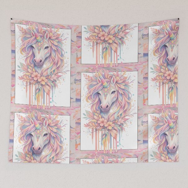 Item preview, Pastel Rainbow Unicorn Floral Illustration – Dreamy Fantasy Boho Art Design designed and sold by rekan.design.
