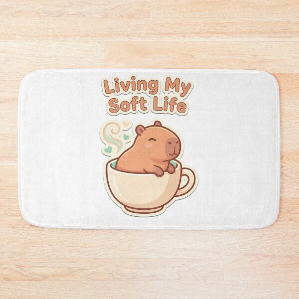 Item preview, Living My Soft Life Capybara – Cozy Self Care Aesthetic designed and sold by Visual Dept..