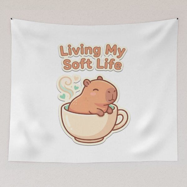 Item preview, Living My Soft Life Capybara – Cozy Self Care Aesthetic designed and sold by Visual Dept..