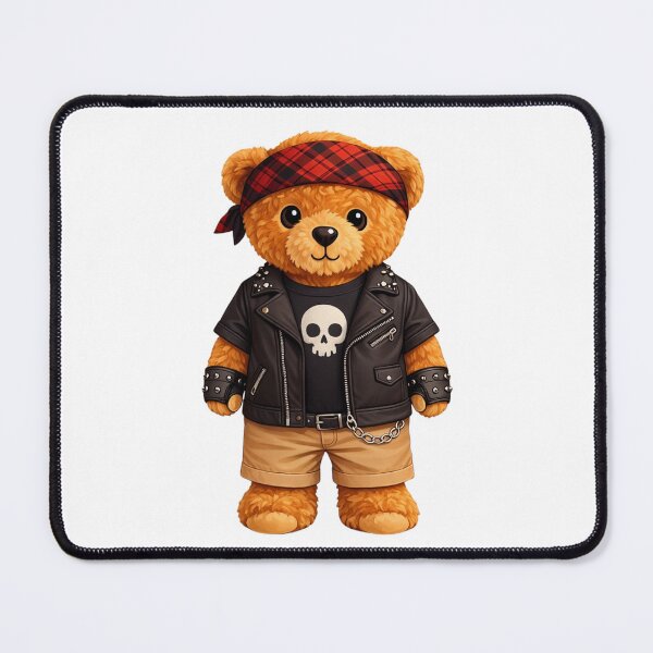 Item preview, Rocker Teddy Bear in Leather Jacket & Skull Tee - Cute Punk Biker Art ? designed and sold by CuteBear87.