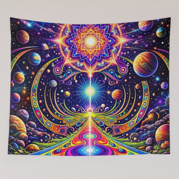 Item preview, Psychedelic Cosmic Mandala – Galactic Path, Planets and Sacred Geometry Art designed and sold by Dominik1994.