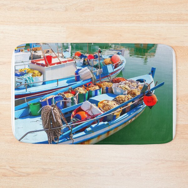 Item preview, Mediterranean Fishing Boats & Bright Nets designed and sold by LRPhotoart.