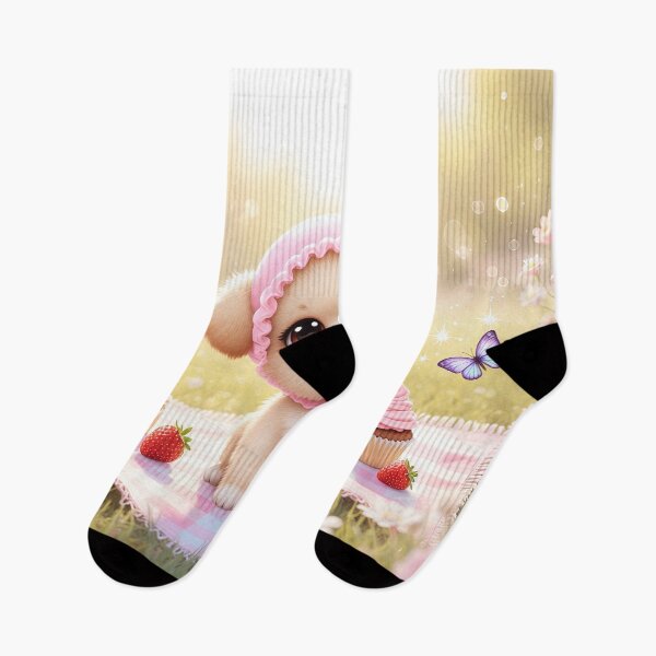Item preview, Cute Spring Puppy Picnic with Strawberries & Cupcakes – Kawaii Pastel Dog Aesthetic, Soft Cottagecore Fantasy Art designed and sold by Furfolkz.
