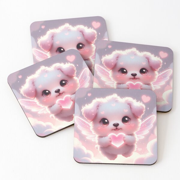 Item preview, Cute Cupid Puppy Holding Glowing Heart – Kawaii Angel Dog Valentine’s Day Pastel Aesthetic Art designed and sold by Furfolkz.