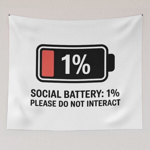 Item preview, Low Social Battery 1 Percent - Funny Introvert Humor designed and sold by Mr-wow.