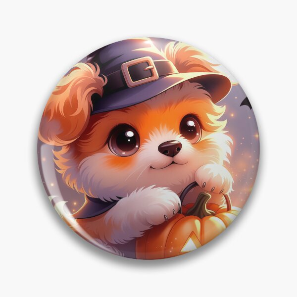 Item preview, Cute Halloween Witch Puppy with Jack O Lantern – Kawaii Spooky Dog Pumpkin Art designed and sold by Furfolkz.