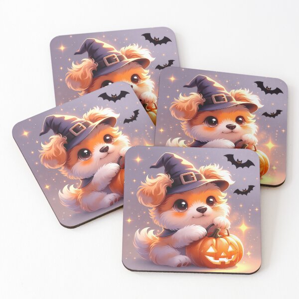 Item preview, Cute Halloween Witch Puppy with Jack O Lantern – Kawaii Spooky Dog Pumpkin Art designed and sold by Furfolkz.