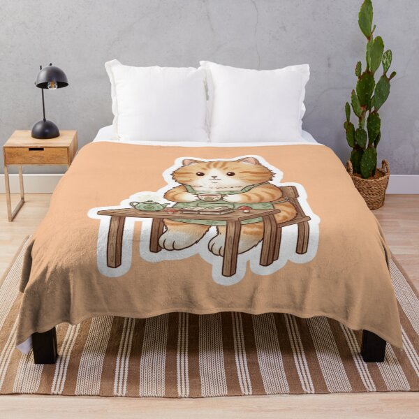 Item preview, Cozy Tea Time Cat Sticker - Hand Drawn Cottagecore Ginger Tabby designed and sold by Ishqkidua.