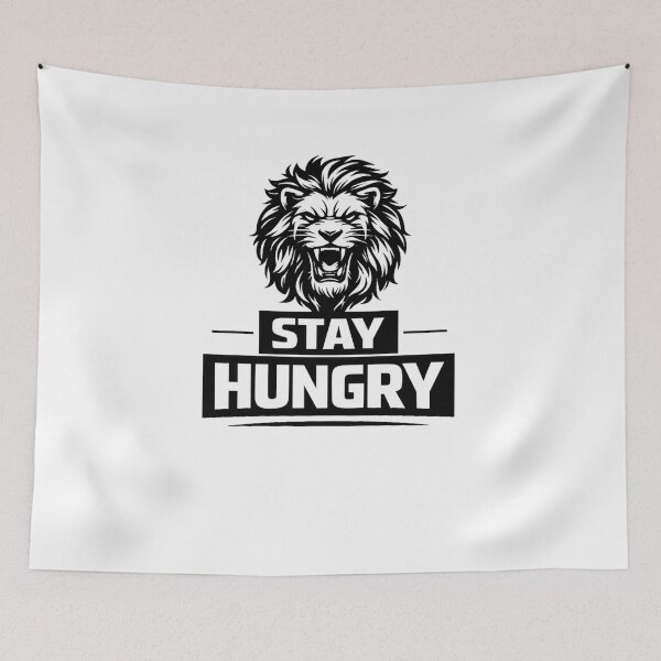 Item preview, Stay Hungry – Fierce Lion Motivational Gym Design designed and sold by RelateAndTee.