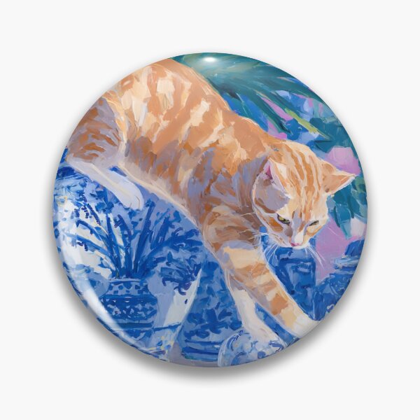 Item preview, Grandmillennial art, A Risky Move, coastal cat art designed and sold by SophieClimaArt.