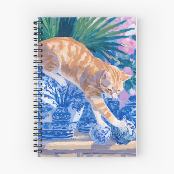 Item preview, Grandmillennial art, A Risky Move, coastal cat art designed and sold by SophieClimaArt.
