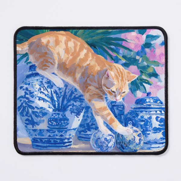 Item preview, Grandmillennial art, A Risky Move, coastal cat art designed and sold by SophieClimaArt.