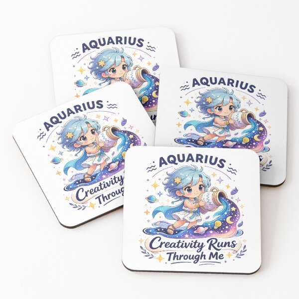 Item preview, Cute Kawaii Aquarius Zodiac Shirt – Creativity Runs Through Me – Galaxy Water Bearer Astrology Gift designed and sold by DiamondSkyShirt.