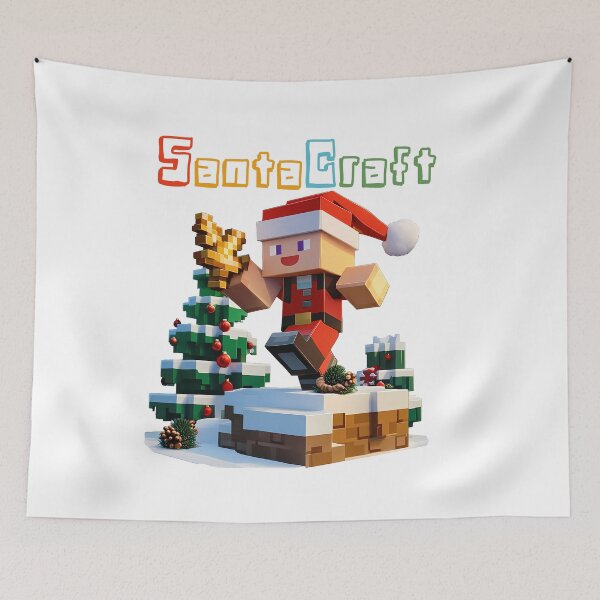 Item preview, SantaCraft Minecraft Santa - Cute Blocky Lego Christmas Art Print designed and sold by DesignArtist.ia.