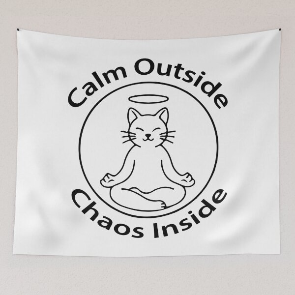 Item preview, Calm Outside Chaos Inside Cat Shirt – Funny Zen Meditation Yoga Cat Introvert Humor Design designed and sold by Design-Pro-21.