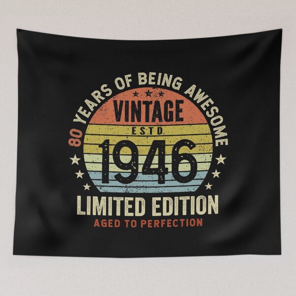Item preview, 80th Birthday Vintage 1946 Retro Sunset Awesome 80 Years designed and sold by eclecTEEq.
