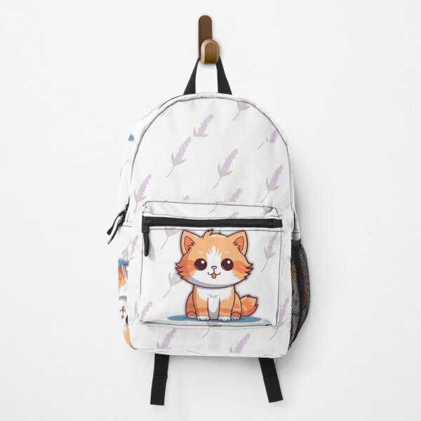 Item preview, Cute Orange Kitten with Lavender Flowers – Kawaii Aesthetic Illustration designed and sold by lunadesignsmoon.