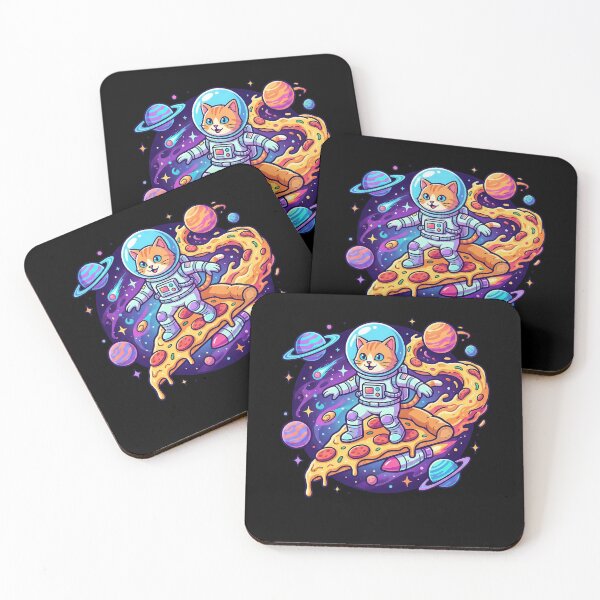 Item preview, Cute Cat Astronaut Surfing Pizza Space designed and sold by k3rstman1.