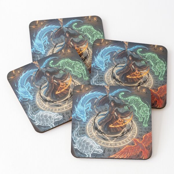 Item preview, Onmyoji Summoning Circle — Four Guardian Spirits (Seiryu, Byakko, Suzaku, Genbu) designed and sold by Mori-no-Akari.