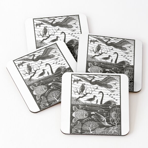 Item preview, M.C. Escher, Fifth Day of Creation, Genesis Woodcut Style Print designed and sold by Artistic Gift Print.