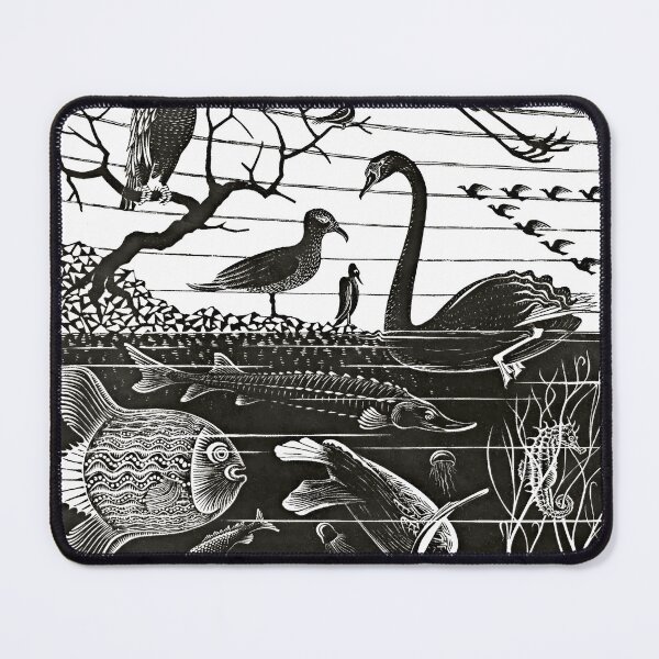 Item preview, M.C. Escher, Fifth Day of Creation, Genesis Woodcut Style Print designed and sold by Artistic Gift Print.