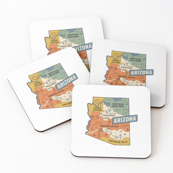 Item preview, Arizona Illustrated Map – Retro State Regions & Landmarks designed and sold by Paper Drip.