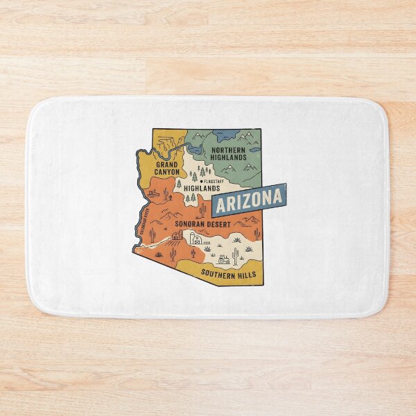 Item preview, Arizona Illustrated Map – Retro State Regions & Landmarks designed and sold by Paper Drip.