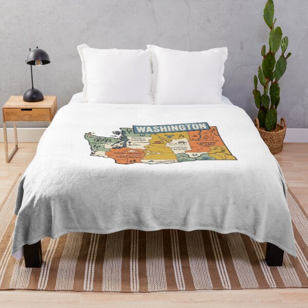 Item preview, Washington Illustrated Map – Retro State Regions & Landmarks designed and sold by Paper Drip.