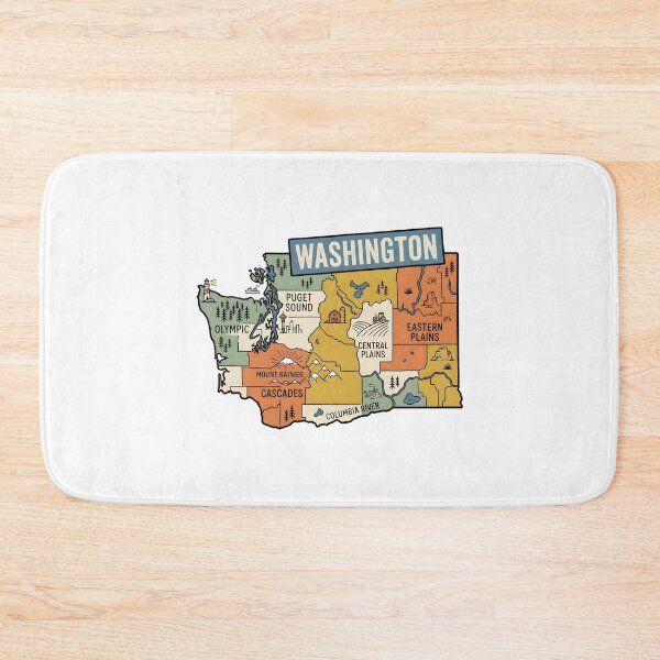 Item preview, Washington Illustrated Map – Retro State Regions & Landmarks designed and sold by Paper Drip.