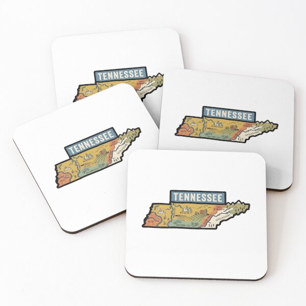 Item preview, Tennessee Illustrated Map – Retro State Regions & Landmarks designed and sold by Paper Drip.