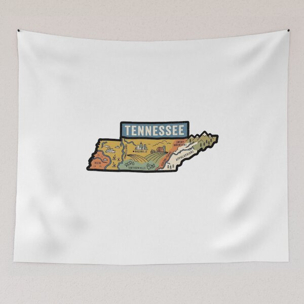 Item preview, Tennessee Illustrated Map – Retro State Regions & Landmarks designed and sold by Paper Drip.