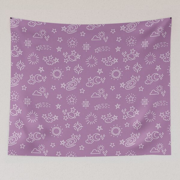 Item preview, purple and white space doodles pattern designed and sold by winterpumpkin.