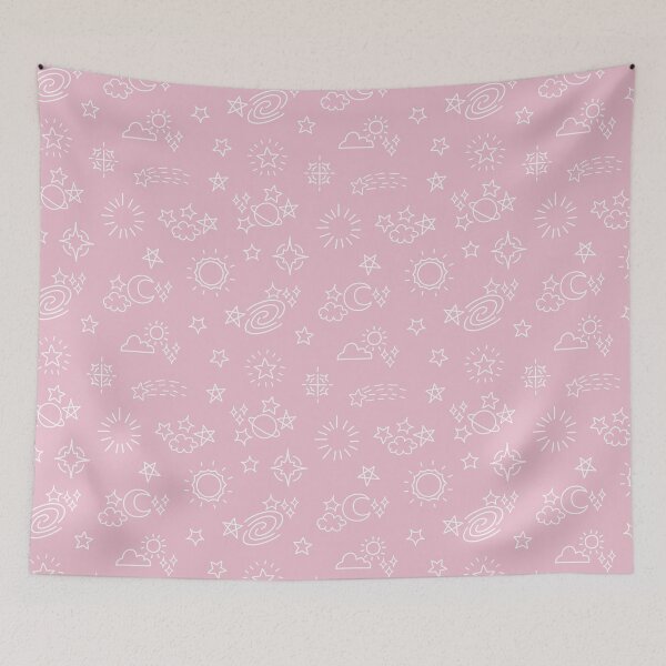 Item preview, pink and white space doodles pattern designed and sold by winterpumpkin.