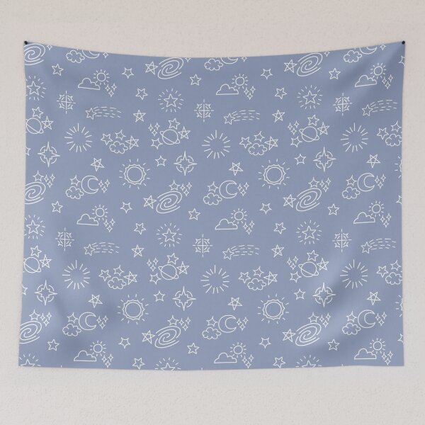 Item preview, blue and white space doodles pattern designed and sold by winterpumpkin.