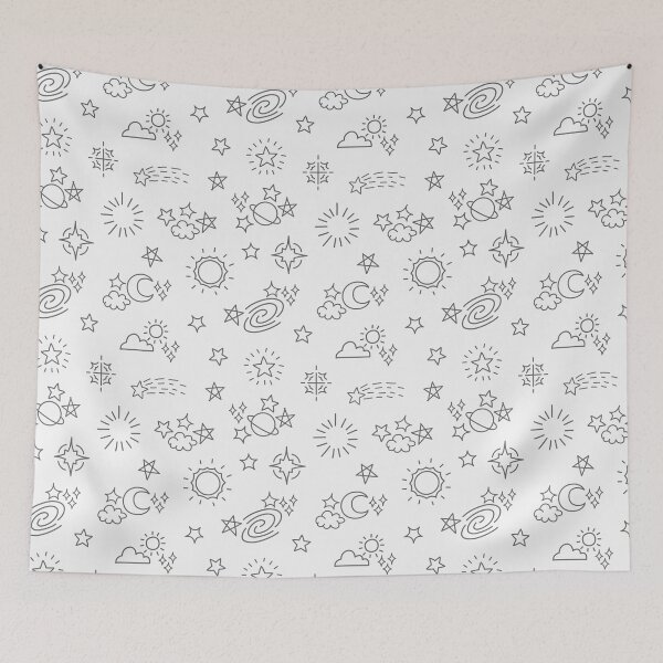 Item preview, black and white space doodles pattern designed and sold by winterpumpkin.