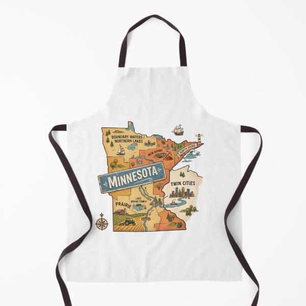 Item preview, Minnesota Illustrated Map – Retro State Regions & Landmarks designed and sold by Paper Drip.