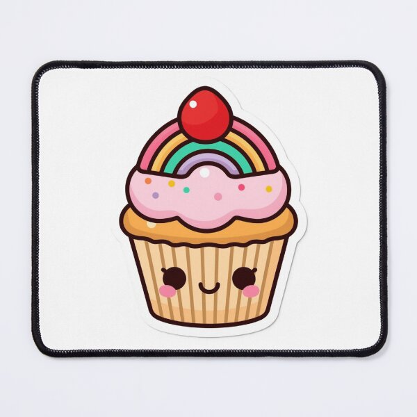 Item preview, Cute Cupcake with Rainbow Sticker Kawaii Sweet Dessert Chibi Style designed and sold by ICONWALA.