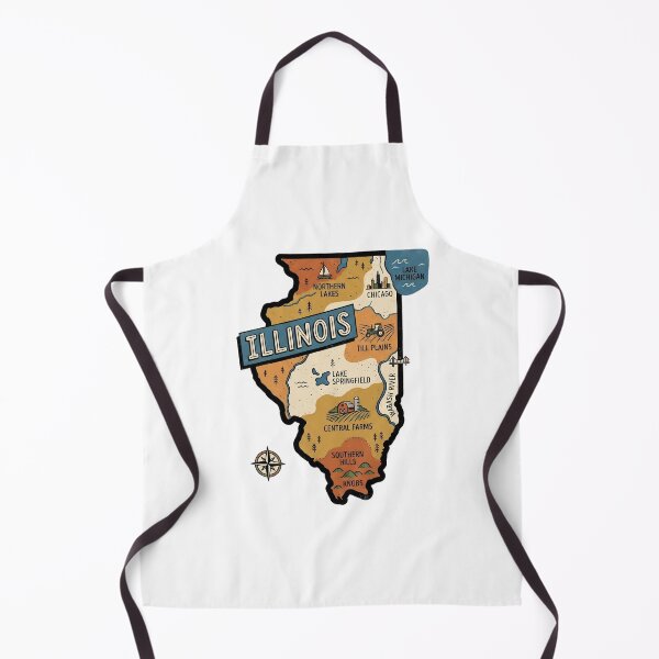 Item preview, Illinois Illustrated Map – Retro State Regions & Landmarks designed and sold by Paper Drip.