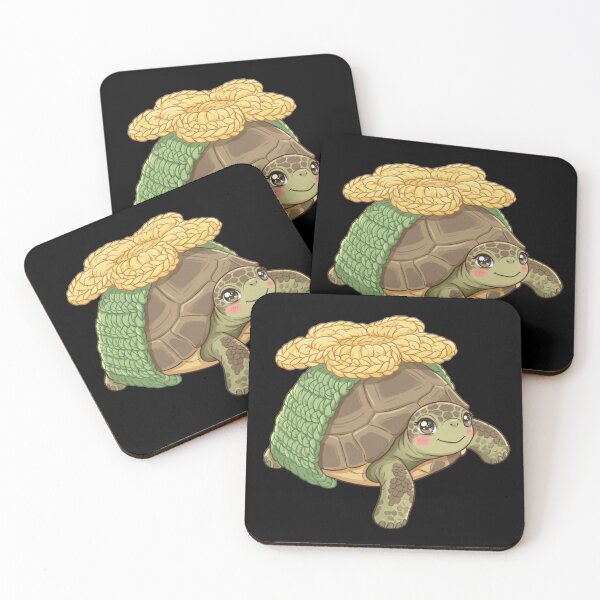 Item preview, Cute Flower Turtle – Adorable Kawaii Turtle with Floral Hat Illustration designed and sold by Reminixi.