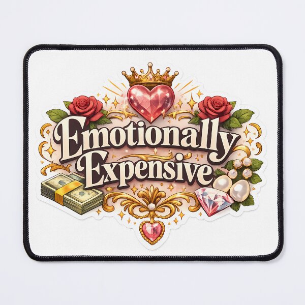 Item preview, Emotionally Expensive Aesthetic Sticker – Classy Minimal Typography Quote designed and sold by Nilima Bano ⭐⭐⭐⭐.