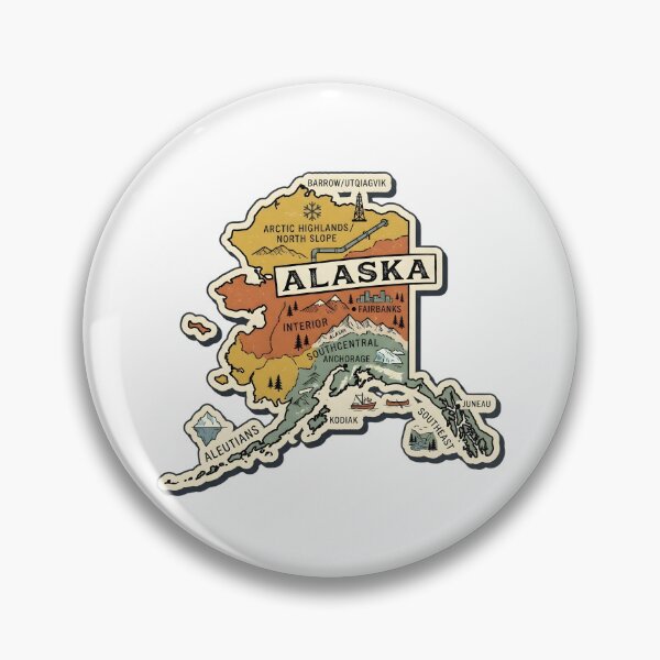 Item preview, Alaska Illustrated Map – Retro State Regions & Landmarks designed and sold by Paper Drip.