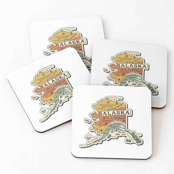 Item preview, Alaska Illustrated Map – Retro State Regions & Landmarks designed and sold by Paper Drip.