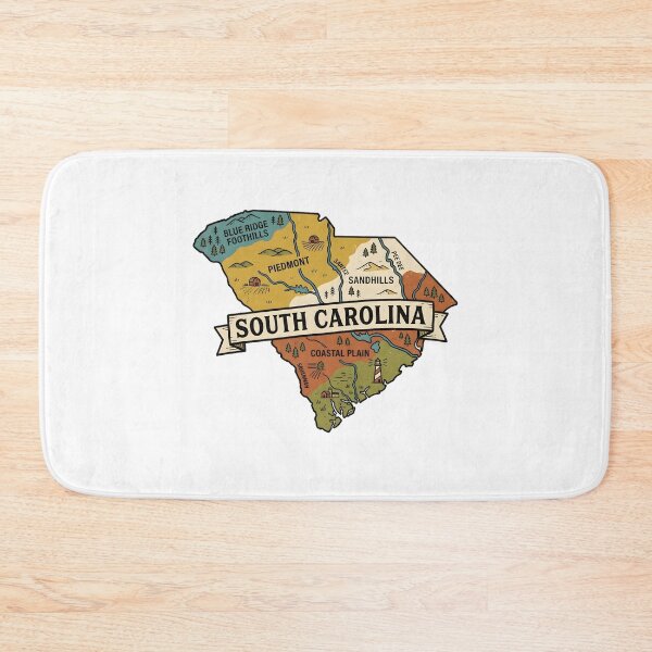 Item preview, South Carolina  Illustrated Map – Retro State Regions & Landmarks designed and sold by Paper Drip.