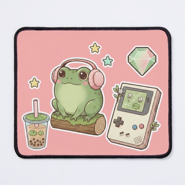 Item preview, Kawaii Cozy Gamer Frog Sticker Pack - Retro Handheld & Boba Tea Aesthetic designed and sold by Ishqkidua.