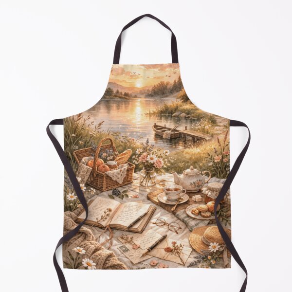 Item preview, Sunset Picnic Poetry – Letters by the Lake Victorian Cottagecore Art designed and sold by ArtFreshStudio.