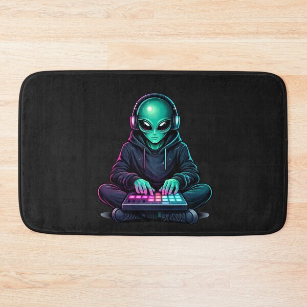 Item preview, Neon Cyber Alien DJ – Teal Magenta Music Producer Aesthetic Chibi Art designed and sold by ColorSplash123.
