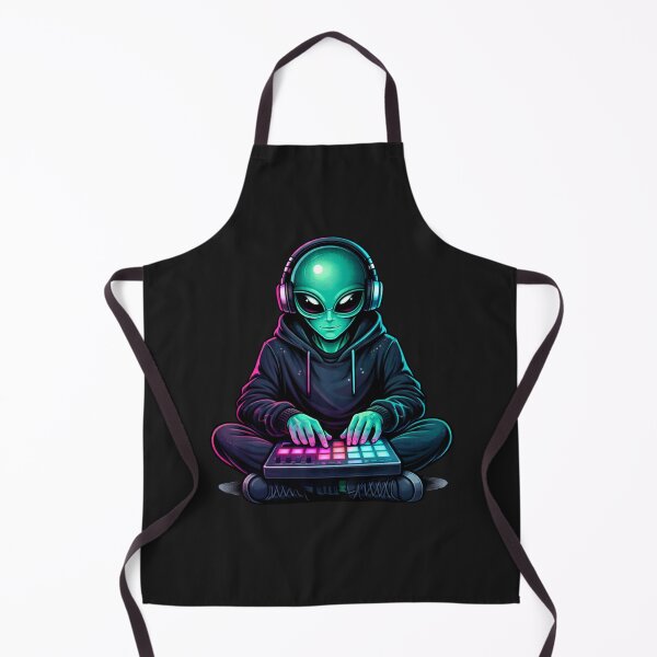 Item preview, Neon Cyber Alien DJ – Teal Magenta Music Producer Aesthetic Chibi Art designed and sold by ColorSplash123.