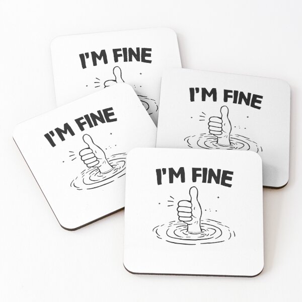 Item preview, Accent Coffee Mug I’m Fine Thumbs Up Drowning Illustration Mug  designed and sold by zeeshandesign99.