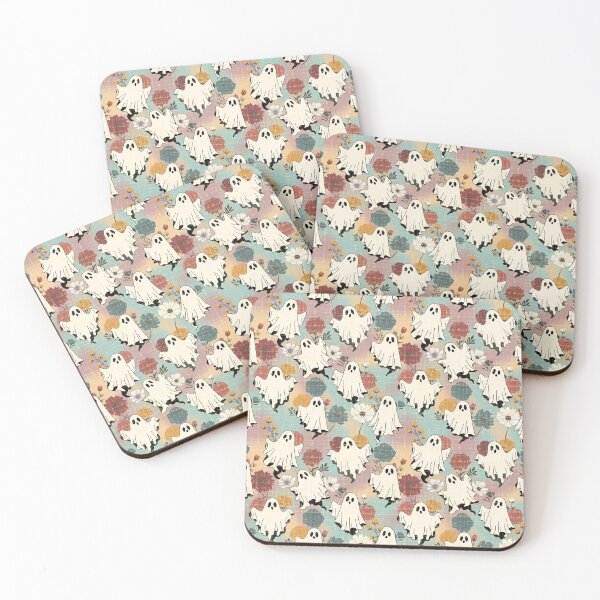 Item preview, Cute Ghosts and Bohemian Flowers Pattern designed and sold by Nekogobido.